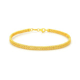 14K Gold Double Layer Diamond Cut Bangle Bracelet