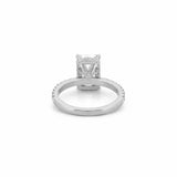 14K Gold 3.00 Carat Lab Grown Radiant Diamond Prong Set Engagement Ring with Diamond Under Halo and Prongs