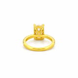 14K Gold 3.00 Carat Lab Grown Radiant Diamond Prong Set Engagement Ring with Diamond Under Halo and Prongs