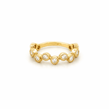 14K Gold Alternating Art Deco Round Bezel Diamond Band