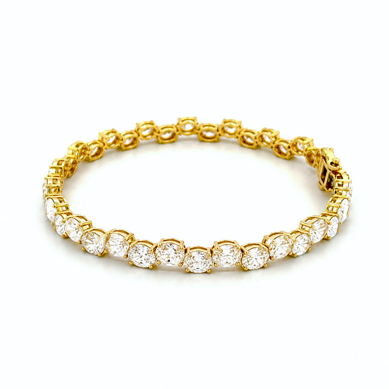 14K Gold East West Staggered Lab Grown Oval Cut Diamond Tennis Bracelet