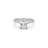 14K Gold 2.00 Carat Lab Grown Radiant Diamond Under Halo Cathedral Engagement Ring