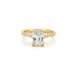 14K Gold 2.00 Carat Lab Grown Radiant Diamond Under Halo Cathedral Engagement Ring