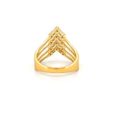 14K Gold Multi Row Curved V Diamond Band