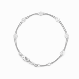 14K Gold Pear Cluster Diamond Station Double Chain Bracelet
