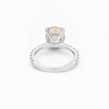 14K Gold Diamond Under Halo with 2.54 Carat Oval Morganite Engagement Ring
