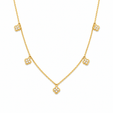 14K Gold Clover Diamond Station Necklace
