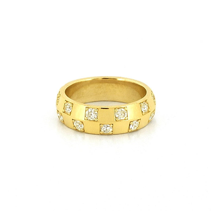 14K Gold Diamond Checkered Mens Eternity Band
