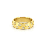 14K Gold Diamond Checkered Mens Eternity Band