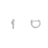 14K Gold Pear Diamond Bezel Prong Set Huggie Earrings