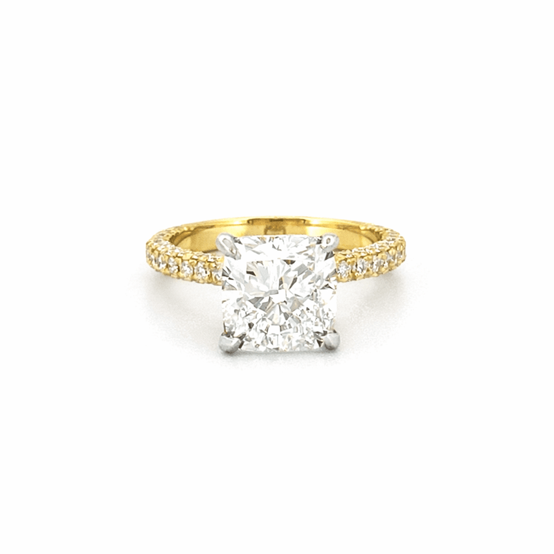 14K Two Tone Gold 3.00 Carat Lab Grown Radiant 3D Setting Engagement Ring