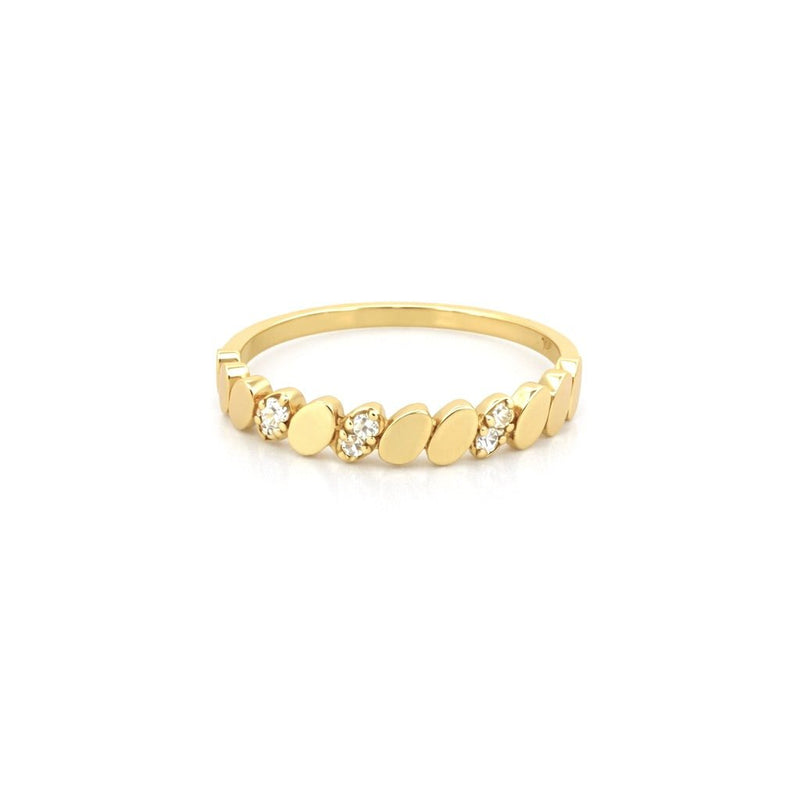 14K Gold Slant Oval Diamond Band