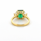 14K Gold Lab Grown Emerald Three Stone Engagement Ring
