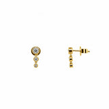 14K Gold Three Round Dangle Diamond Earrings