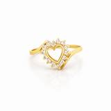14K Gold Dainty Heart Halo Diamond Ring