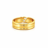 14K Gold Slanted Two Round Diamond Mens Band