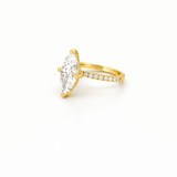 14K Gold 3.00 Carat Lab Grown Marquise Diamond Under Halo Engagement Ring
