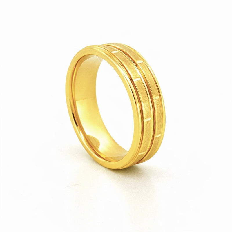 14K Gold Brick Mens Band
