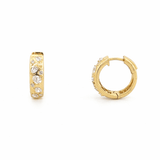 14K Gold Multi Shape Diamond Scatter Huggie Earrings