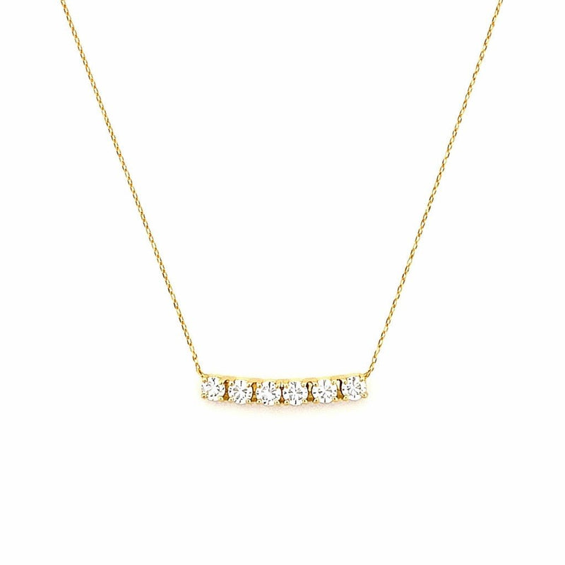14K Gold 7-Stone Diamond Basket Set Necklace