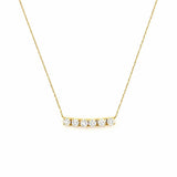 14K Gold 7-Stone Diamond Basket Set Necklace