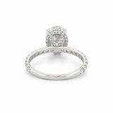 14K Gold 3.00 Carat Lab Grown Oval Diamond Prong Set Engagement Ring with Diamond Under Halo and Prongs