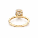 14K Gold 3.00 Carat Lab Grown Oval Diamond Prong Set Engagement Ring with Diamond Under Halo and Prongs