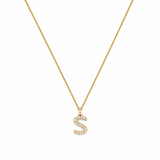 14K Gold Personalized Stylized Initial Diamond Pendant Necklace