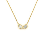 14K Gold Pear and Emerald Diamond Duo Pendant Necklace