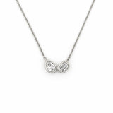 14K Gold Pear and Emerald Diamond Duo Pendant Necklace