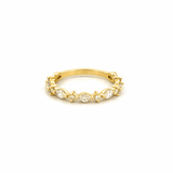 14K Gold Marquise and Round Diamond Single Prong Band