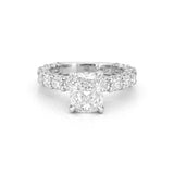 14K Gold 2.00 Carat Lab Grown Elongated Cushion Diamond Double Under Halo U Prong Engagement Ring