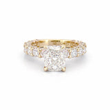14K Gold 2.00 Carat Lab Grown Elongated Cushion Diamond Double Under Halo U Prong Engagement Ring