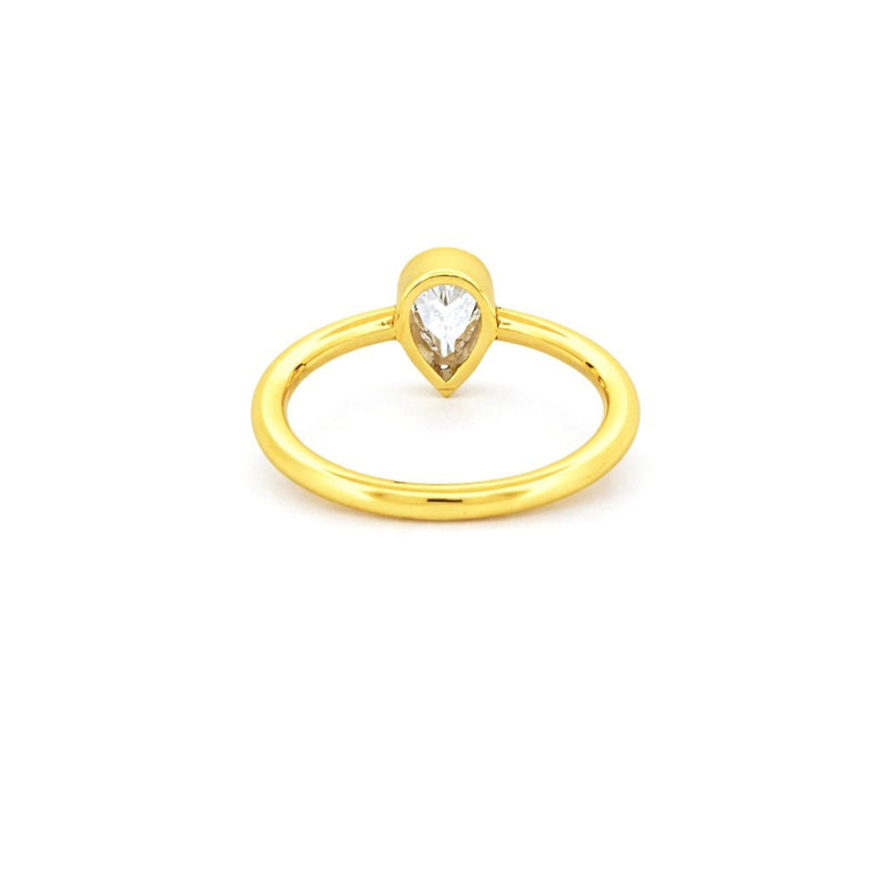 14K Gold 0.40 Carat Lab Grown Diamond Pear Bezel Engagement Ring
