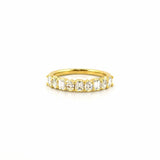 14K Gold Emerald and Pear Diamond Fashion Band