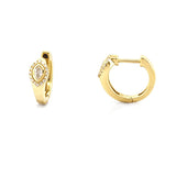 14K Gold Marquise Diamond Bezel Halo Huggie Earrings