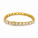 14K Gold East West Lab Grown Emerald and Oval Cut Diamond Tennis Bracelet