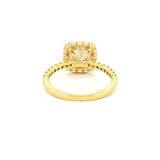 14K Gold 1.50 Carat Lab Grown Cushion Diamond Halo Ribbed Engagement Ring