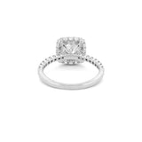 14K Gold 1.50 Carat Lab Grown Cushion Diamond Halo Ribbed Engagement Ring