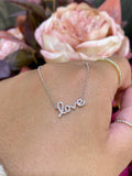 14K Gold Love Cursive Diamond Necklace