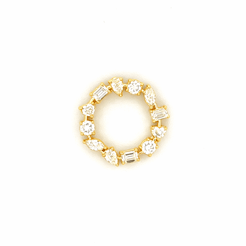 14K Gold Lab Grown Mixed Shape Diamond Round Pendant
