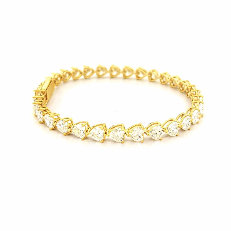 14K Gold Heart Diamond Tennis Bracelet