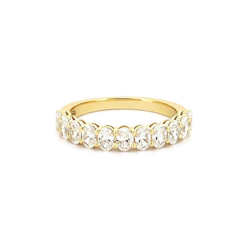 14K Gold Halfway Oval Lab Grown Diamond Wedding Band