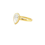 14K Gold 3.00 Carat Lab Grown Pear Diamond Solitaire Cathedral Under Halo Engagement Ring