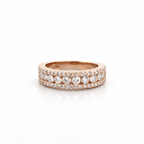 14K Gold Channel Set Diamond Three Row Pave Band