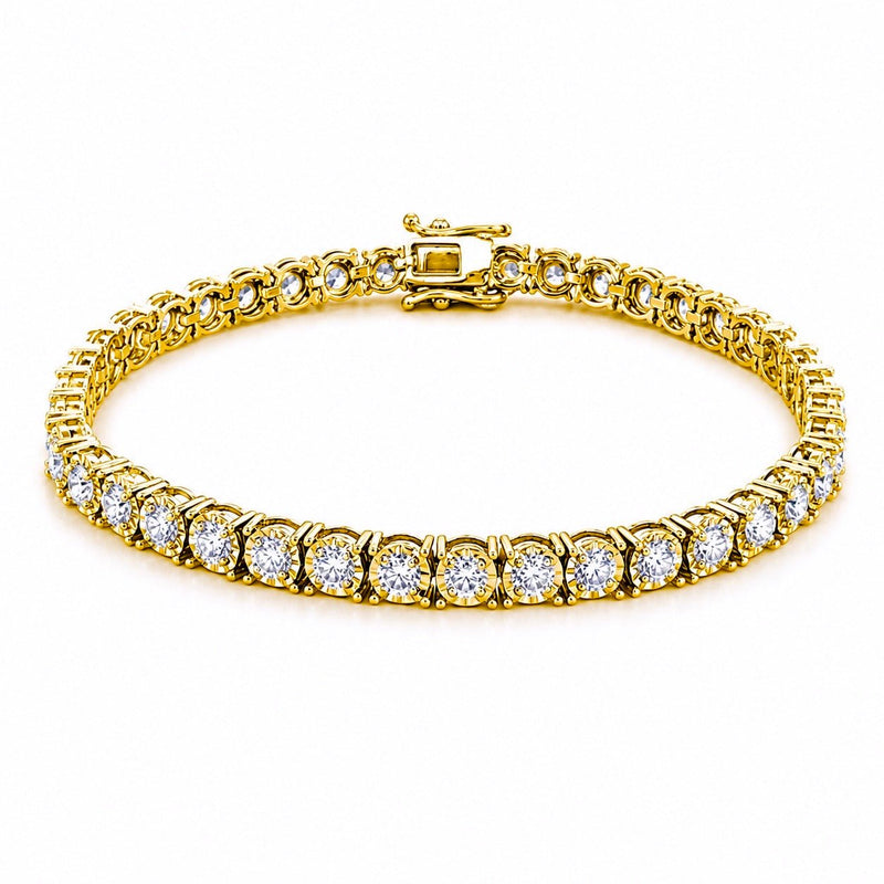 14K Gold Round Diamond Cut Natural Diamond Tennis Bracelet