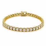 14K Gold Round Diamond Cut Natural Diamond Tennis Bracelet
