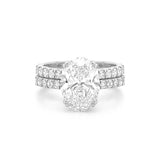 14K Gold 3.00 Carat Lab Grown Oval Diamond Prong Set Engagement Set with Diamond Under Halo and Prongs