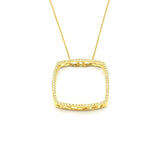 14K Gold Hollow Cushion Shape Pendant Necklace