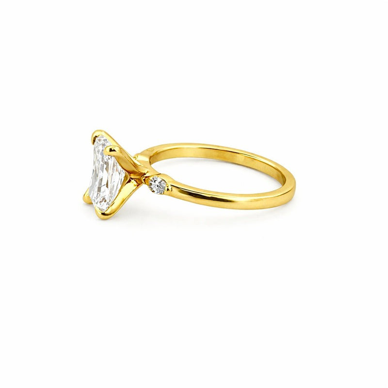 14K Gold 2.00 Carat Lab Grown Radiant Diamond Duo Marquise Engagement Ring